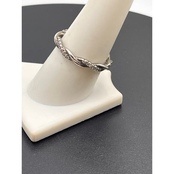 IBB‎ Designer Signed 925 Sterling Silver CZ Infinity Twisted Band Ring Sz 9.25 - Picture 3 of 8